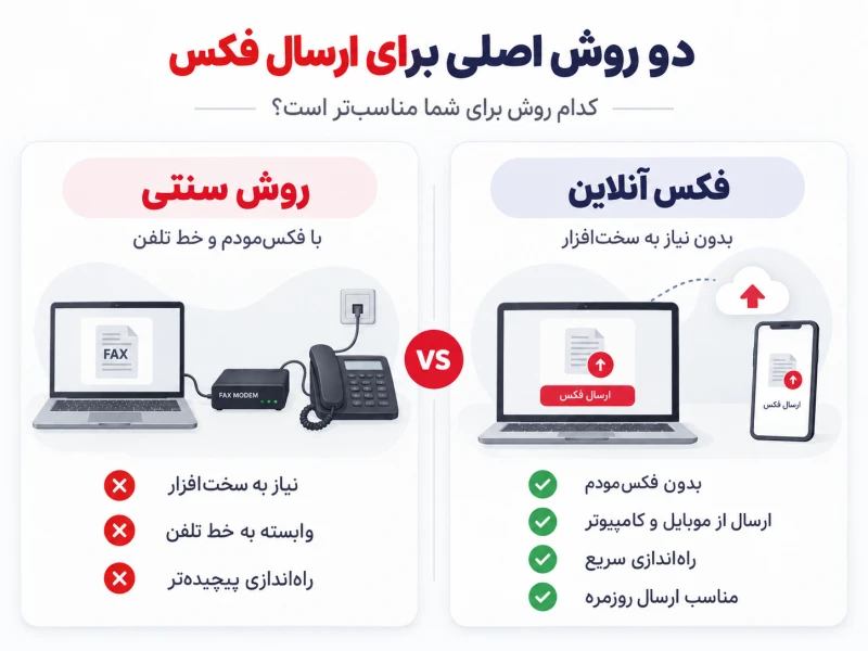 مقایسه روشهای ارسال فکس رایگان با فکسمودم و سرویس آنلاین