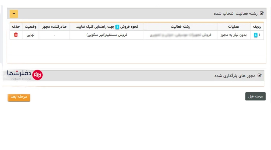 مجوز لازم برای اینماد