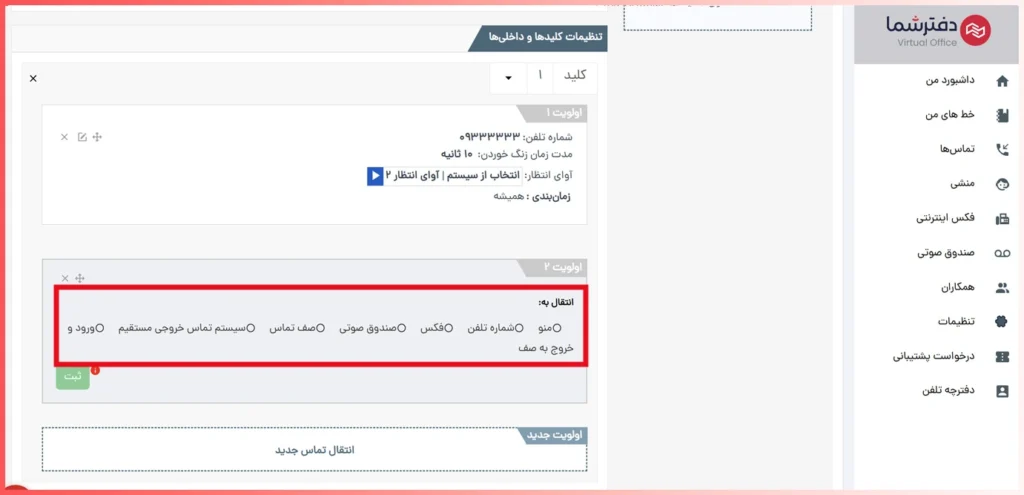 انتقال تماس در تلفن گویا